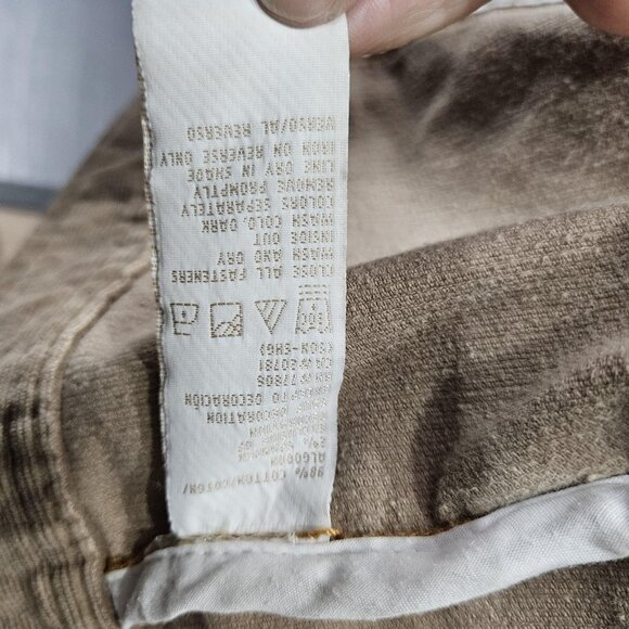 Vintage Tommy Hilfiger Jacket Coat Womens XL Tan Corduroy Stretch Zip Moto Y2K - Picture 12 of 14